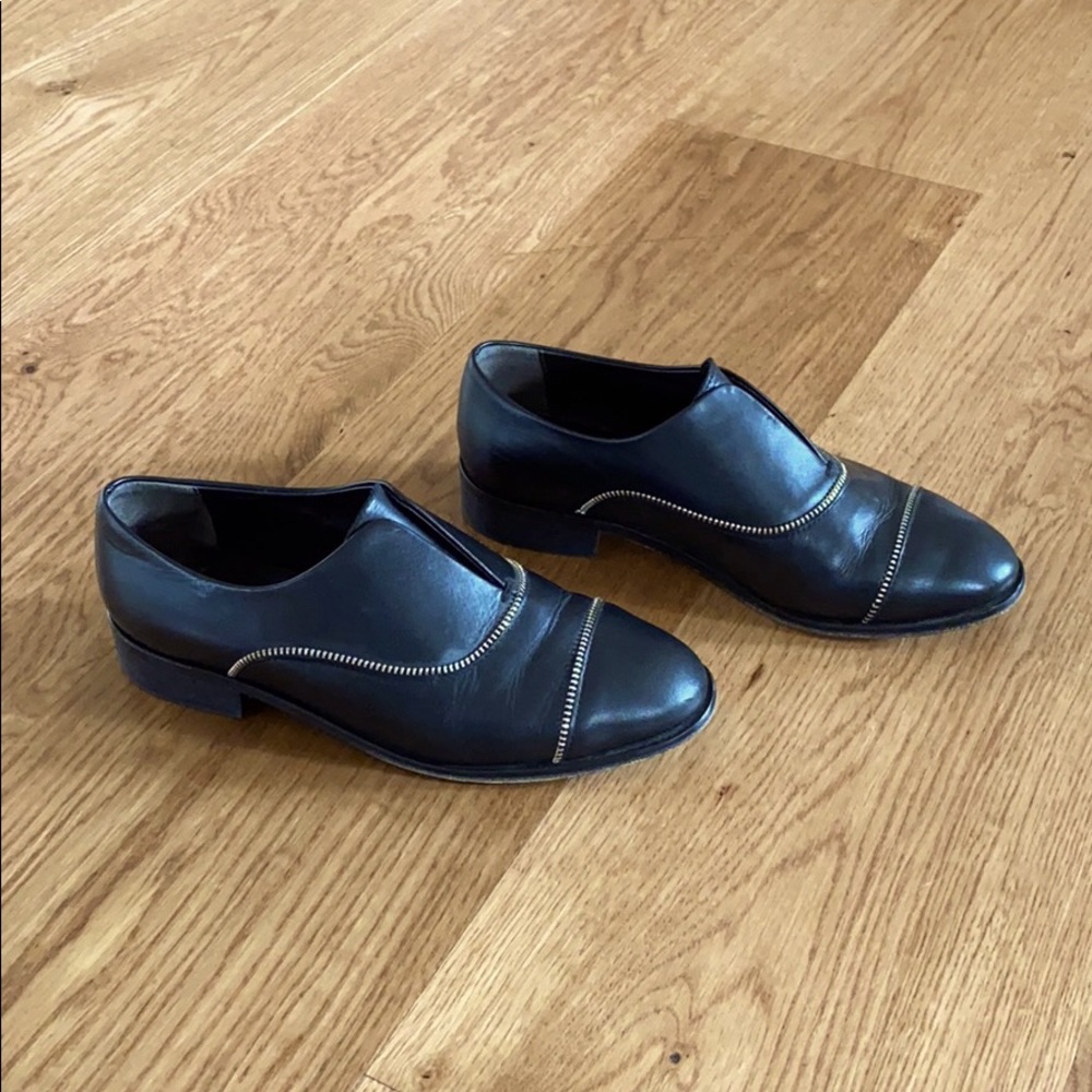 Tila March Paris Black Serge Derby Trim Loafers